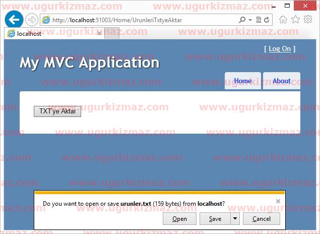 Asp.Net MVC Verilerini Txt Dosyasına Export Etme